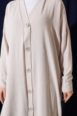 Önü Düğmeli Ayrobin Taş Uzun Hırka - Hırka