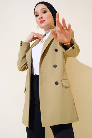 Önü Düğmeli Blazer Ceket Nefti - Ceket