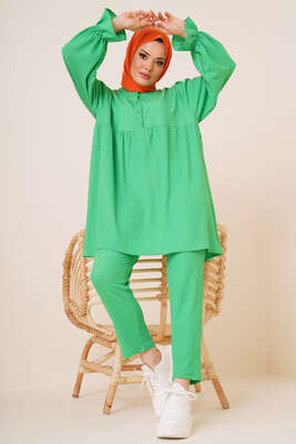 Önü Düğmeli Bürümcük İkili Takım Benetton 