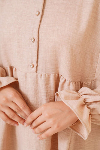 Önü Düğmeli İkili Takım Bej - İKİLİ TAKIM