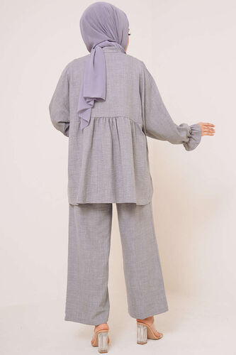 Önü Düğmeli İkili Takım Gri - İKİLİ TAKIM