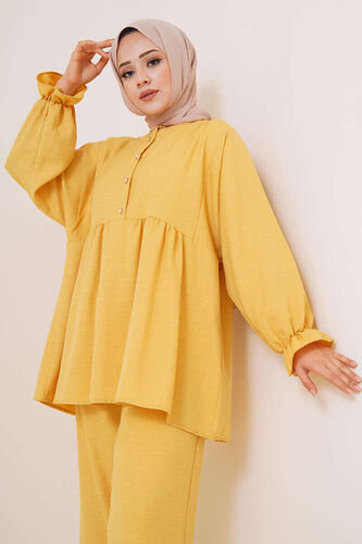 Önü Düğmeli İkili Takım Hardal - İKİLİ TAKIM