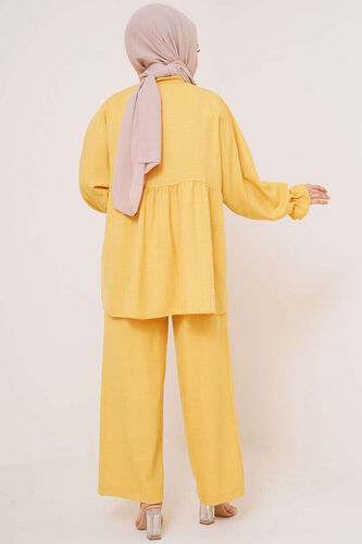 Önü Düğmeli İkili Takım Hardal - İKİLİ TAKIM