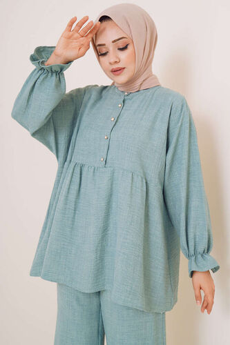 Önü Düğmeli İkili Takım Mint Yeşili - İKİLİ TAKIM