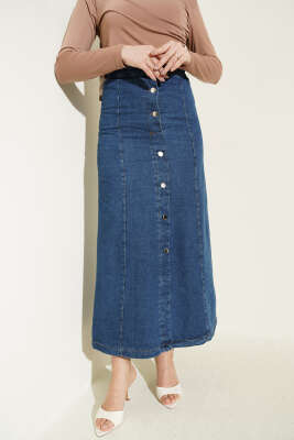 Önü Düğmeli İnce Kot Etek Kot - VAV TEKSTİL