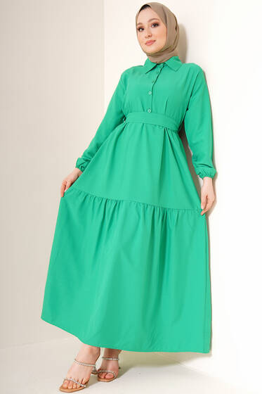 Önü Düğmeli Kat Model Elbise Benetton - Tesettür Elbise