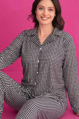 Önü Düğmeli Süet Pijama Takımı Kazayağı - Kadın Pijama Takımı