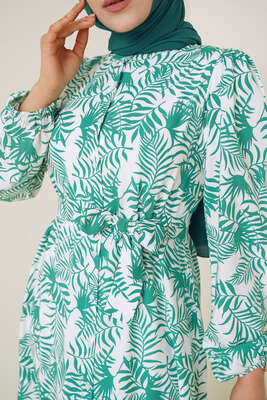 Önü Düğmeli Yaprak Desenli Elbise Benetton - Thumbnail
