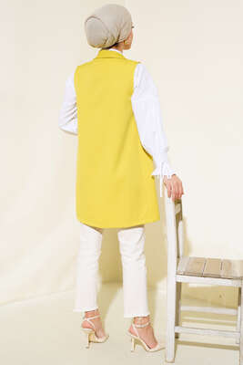 Önü Düğmeli Yelek Yağ Yeşili - Yılın Fırsatı