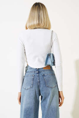 Önü Fermuarlı Bluz Ekru - Kadın Giyim Modelleri