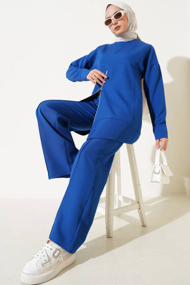 Önü Fermuarlı Tunik İkili Takım Lacivert - İkili Takım