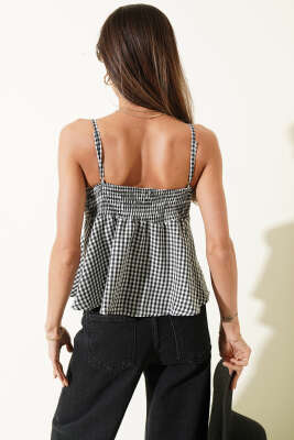 Önü Fiyonklu Askılı Bluz Siyah - Kadın Giyim Modelleri