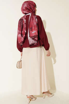 Önü Fiyonklu Fırfırlı Kısa Gömlek Bordo - Gömlek