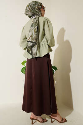 Önü Fiyonklu Fırfırlı Kısa Gömlek Çağla Yeşili - Gömlek