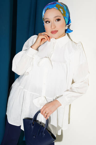 Önü Fiyonklu Tunik Ekru - Tunik