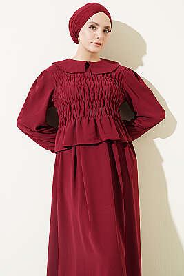 Önü Gipeli Etekli İkili Takım Bordo - İkili Takım