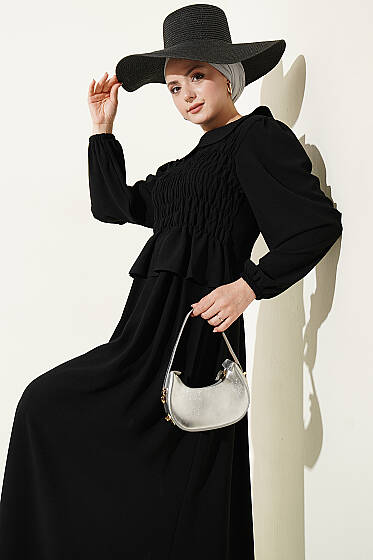 Önü Gipeli Etekli İkili Takım Siyah - İkili Takım