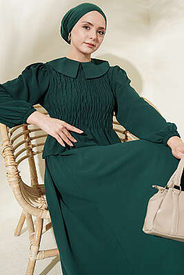 Önü Gipeli Etekli İkili Takım Zümrüt - İkili Takım