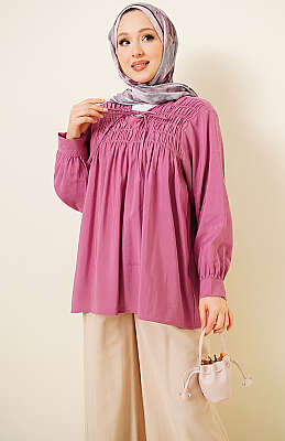 Önü Gipeli Modal Tunik Magenta - NEVA MODA