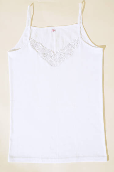 Önü Güpürlü Bayan Atlet Beyaz - İç Giyim