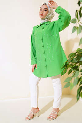 Önü İnci Süslemeli Gömlek Benetton - Thumbnail