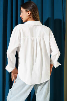 Önü İp Bağlamalı Gömlek Beyaz - Kadın Giyim Modelleri