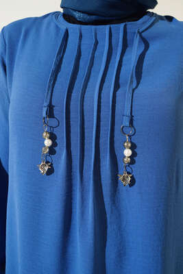 Önü İpli Kolyeli Tunik Mavi - Tunik