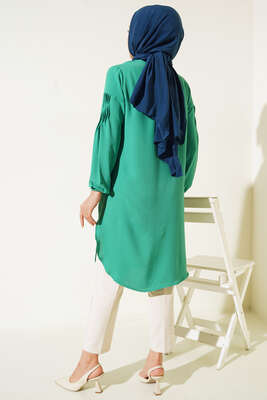 Önü İpli Kolyeli Tunik Yeşil - Tunik
