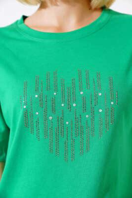 Önü Kalp Taşlı T-shirt Benetton - Kadın Giyim Modelleri