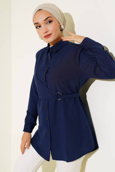 Önü Kapaklı Gömlek Lacivert - Gömlek