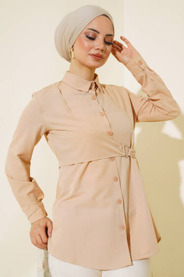 Önü Kapaklı Gömlek Latte - Gömlek