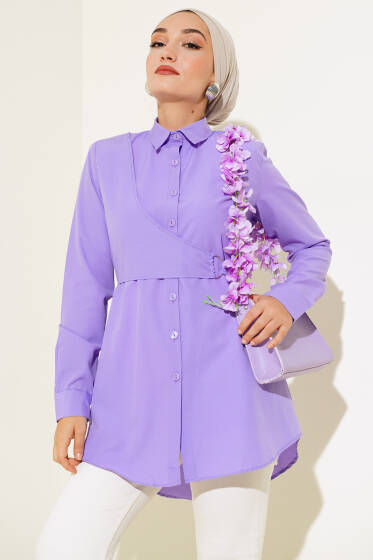 Önü Kapaklı Gömlek Lila - Gömlek