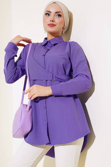 Önü Kapaklı Gömlek Mor - Gömlek