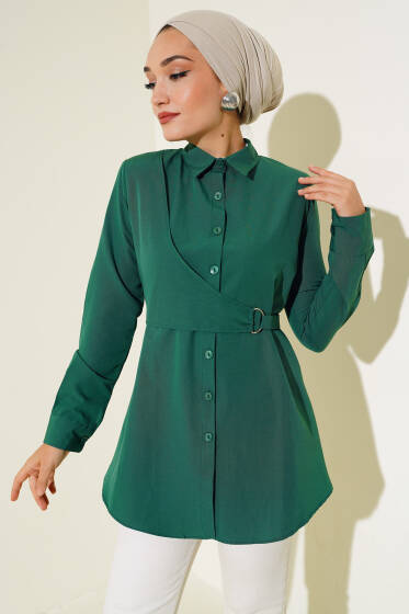 Önü Kapaklı Gömlek Zümrüt - Gömlek