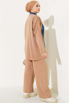 Önü Kot Garnili Triko İkili Takım Bisküvi - İkili Takım