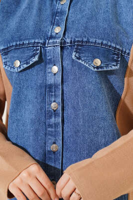 Önü Kot Garnili Triko İkili Takım Bisküvi - İkili Takım