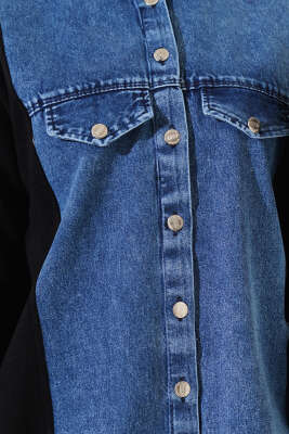 Önü Kot Garnili Triko İkili Takım Siyah - İkili Takım