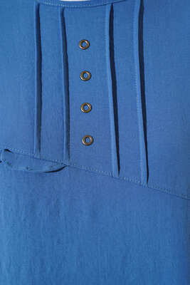 Önü Kuşgözü Yarı Pileli Tunik Mavi - Tunik