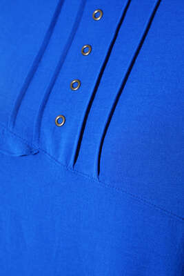 Önü Kuşgözü Yarı Pileli Tunik Saks - Tunik