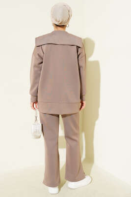 Önü Minik Taşlı Scuba İkili Takım Vizon - İkili Takım