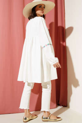 Önü Nakışlı Püskül İpli Tunik Pembe - 500-700 TL Ürünler