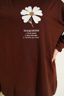 Önü Papatya Armalı Tunik Kahve - Tunik