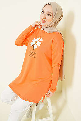 Önü Papatya Armalı Tunik Oranj - SAS