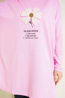 Önü Papatya Armalı Tunik Pembe - Tunik