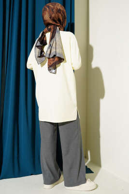 Önü Papatya Armalı Tunik Sarı - Tunik