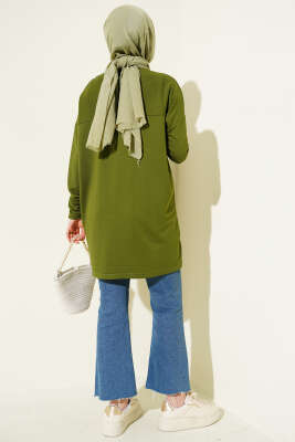 Önü Papatya Armalı Tunik Yeşil - Tunik