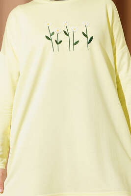 Önü Papatya Nakışlı Tunik Sarı - Yılın Fırsatı