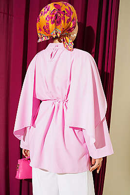 Önü Parça Detaylı Tunik Pembe - Tunik