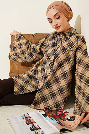 Önü Patlı Ekose Gömlek Bisküvi - Gömlek