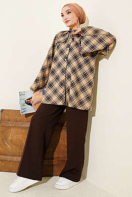 Önü Patlı Ekose Gömlek Bisküvi - Gömlek
